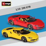 Bburago 1:18 Ferrari 296 GTB Diecast Model Car with Base Toy Gift Ornament Model