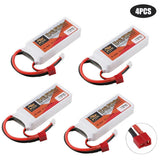 4x ZOP Power 2200mAh 7.4V 2S LiPo Battery T-Male for RC Car Airplane Helicopter