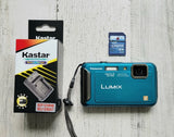 Panasonic Lumix DMC-TS20 Blue Digital Camera 16.1MP W/ Charger & SD Card Tested