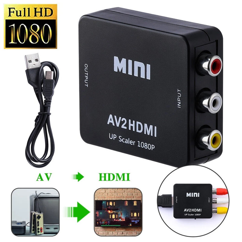 RCA AV to HDMI Converter Composite AV CVBS HD Video Adapter Wii PS4 NES SNES