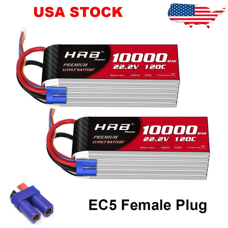2pcs HRB EC5 6S 10000mAh 22.2V Lipo Battery 120C for RC FPV Helicopter Drone UAV Battery