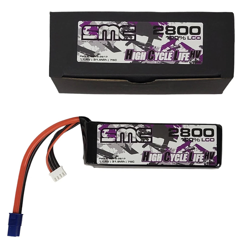 NEW SMC 2875-3S1P High Cycle Life HV 11.4v 31.9Wh 75C Lithium Polymer Battery Battery