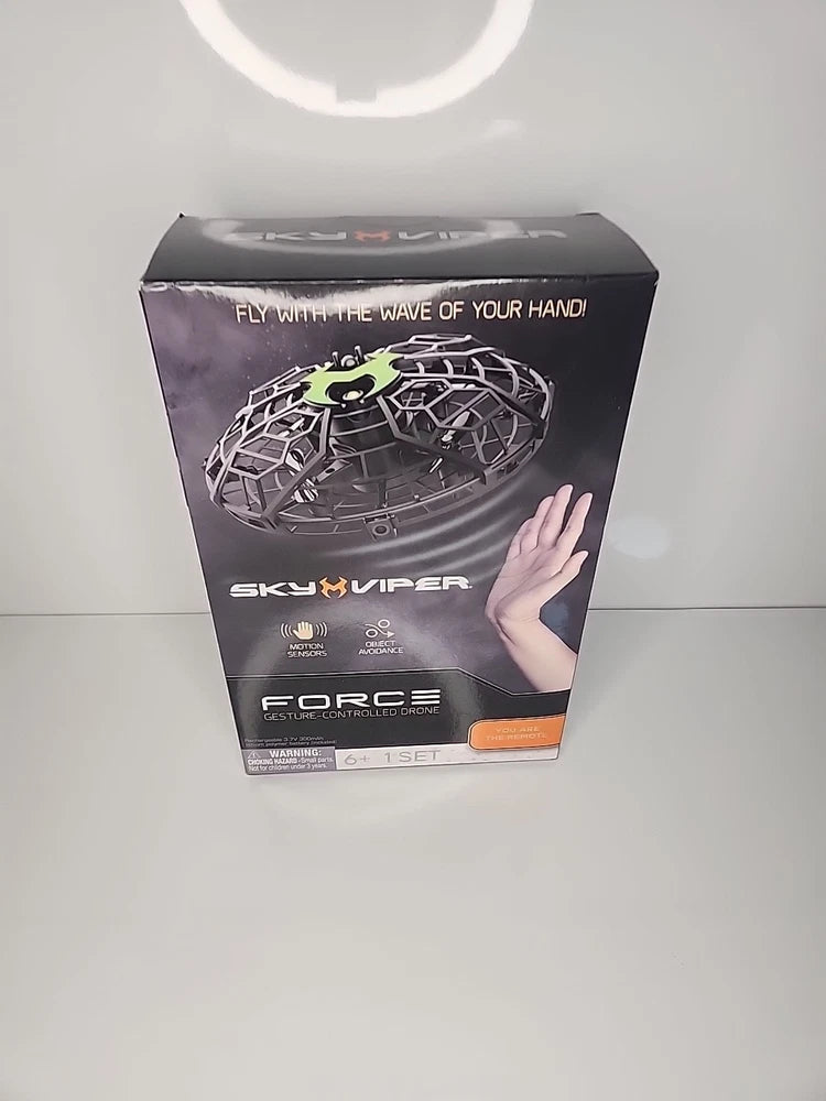 Hand-controlled hover drone retail box, SkyViper Force graphics with hand control