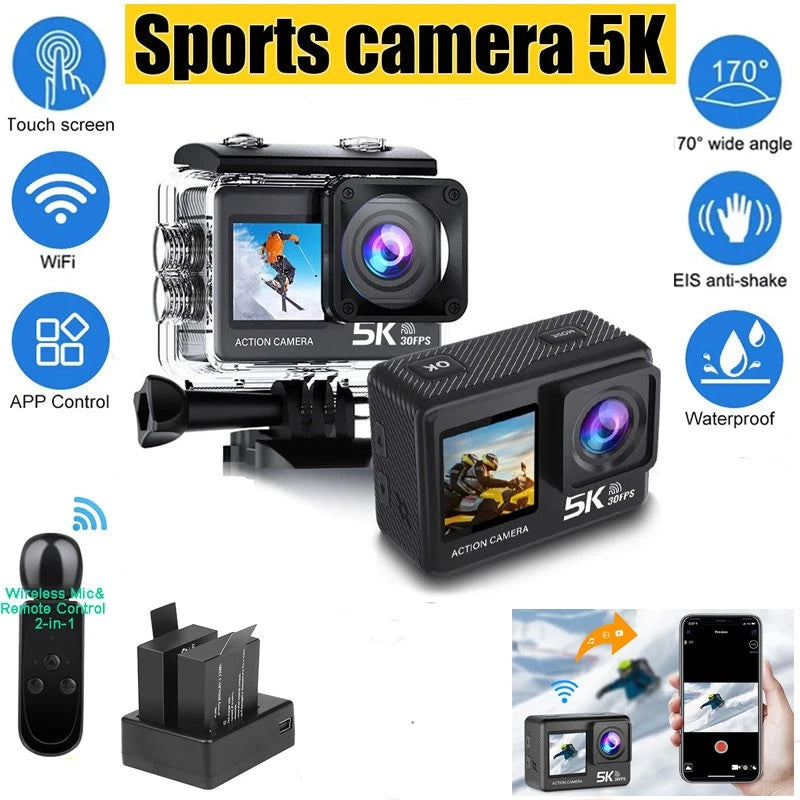 5K EIS WIFI Action Camera Sport 2" Touch Screen Bike Camcorder Waterproof Webcam