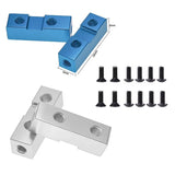 Aluminium alloy servo mount set with two brackets and hardware screws, blue and silver