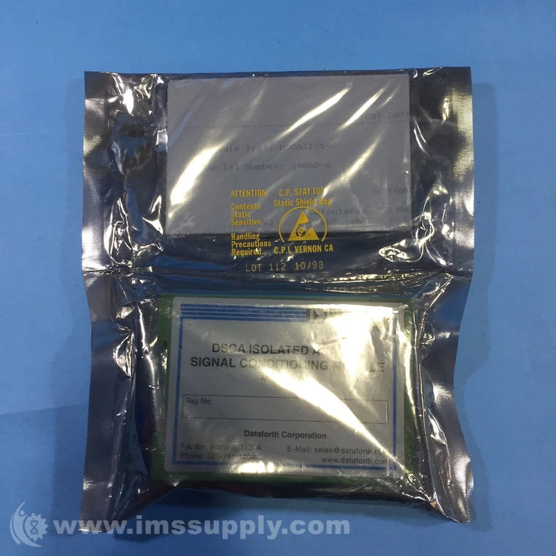 Analog voltage signal conditioner in sealed bag with label