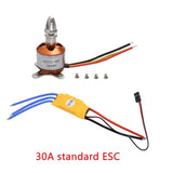 RC brushless motor and 30A ESC combo with orange controller, wires, and mounting hardware