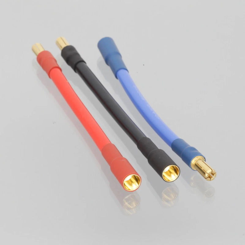 RC ESC bullet connectors with 5mm gold tips, red black blue 10AWG wires set