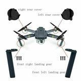 Drone landing gear legs kit with front and rear arms and protective covers, black