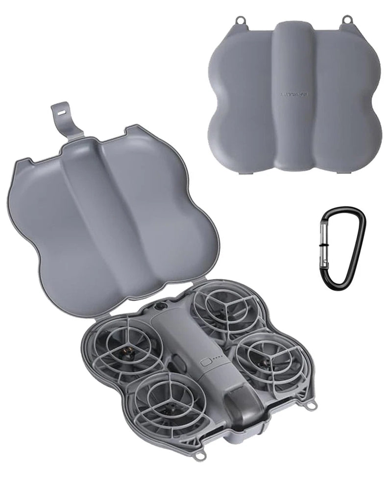 Butterfly-shaped protective carrying case with molded compartment and carabiner hook