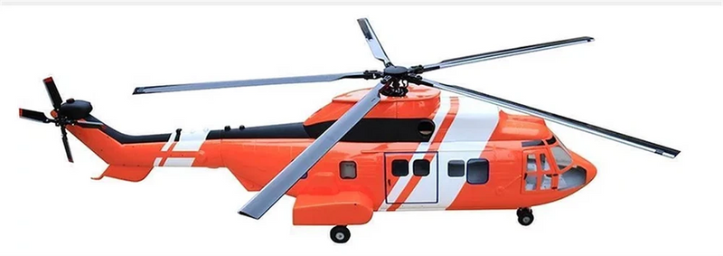 800 EC-225 ARF Super Puma Salvamento RC Helicopter Fuselage Orange White KIT