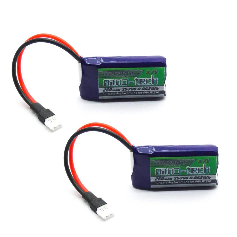 2PCS Turnigy Nano-Tech 260mAh 1S LiPo Battery Pack 3.7V 35C 70C Losi Connector Battery