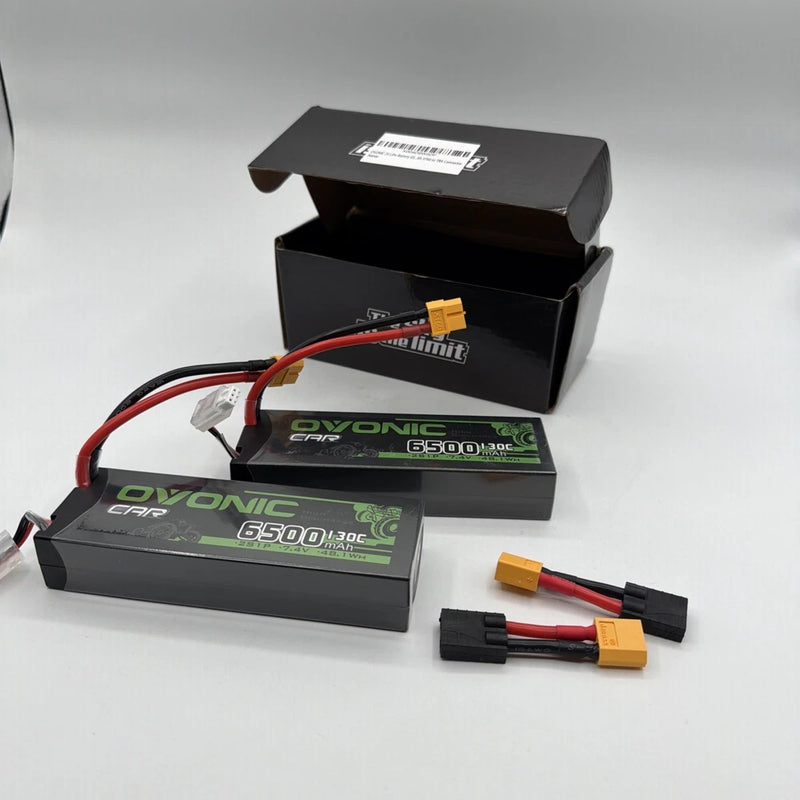 2X OVONIC 7.4V 130C 6500mAh 2S Hardcase LiPo Battery XT60 +TRX Plug for RC Car Battery