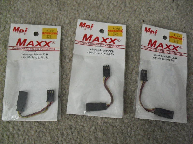 Lot of 3 MPI Maxx Products Exchange Adapter Hitec/JR Servo for Airt Tx 2559 NIP Converter
