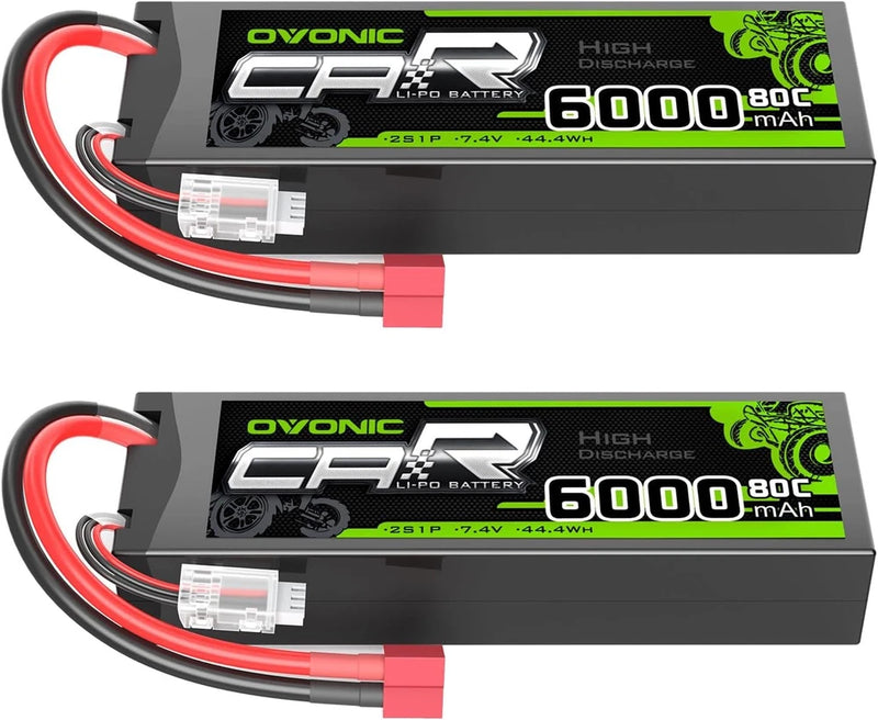 6000mAh 80C 2S 7.4V Lipo Battery Hardcase with Dean T Connector for 1 8 Scale