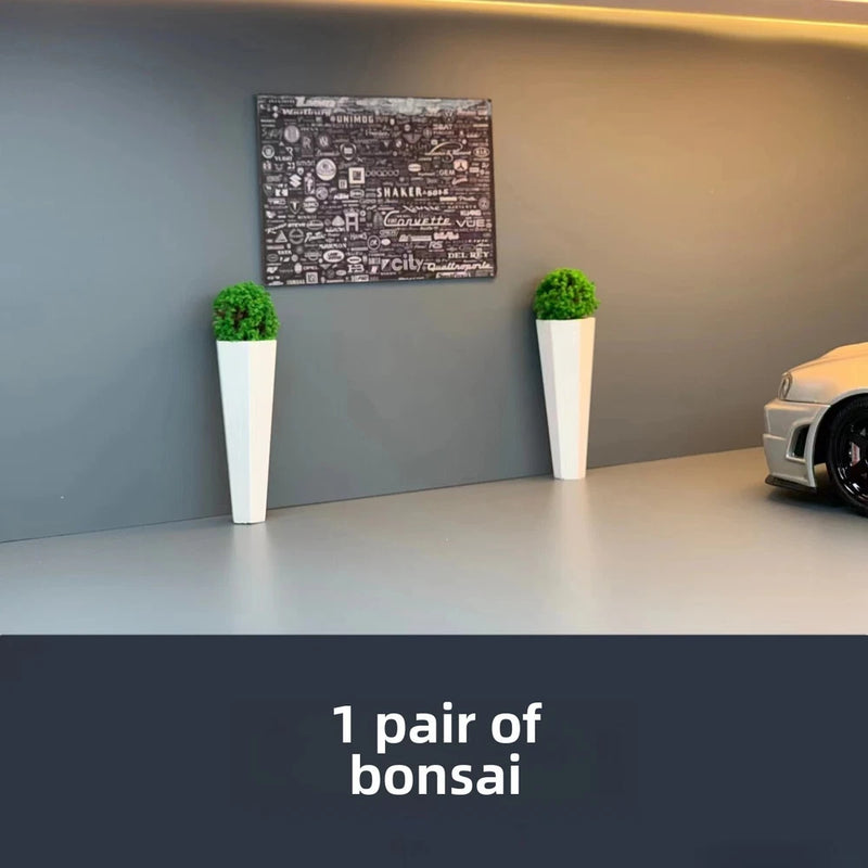 Diorama 1/18 Flowerpot Plants Model Car Showroom Garage Scene Model Accessories