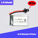 3.7V 802540 600mAh High Rate SM Plug Li-po Battery for Rechargeable Helicopter