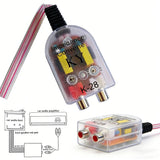 Car hi-low impedance converter with RCA jacks and speaker wire lead, K-28