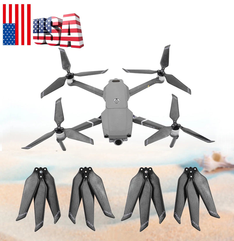 2 Pairs Low-Noise Carbon Fiber Propellers 3-Blade 8743F For DJI Mavic 2 Pro/Zoom