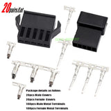 20-pair 2.54mm 5-pin crimp connector plug set with black socket housings and terminals