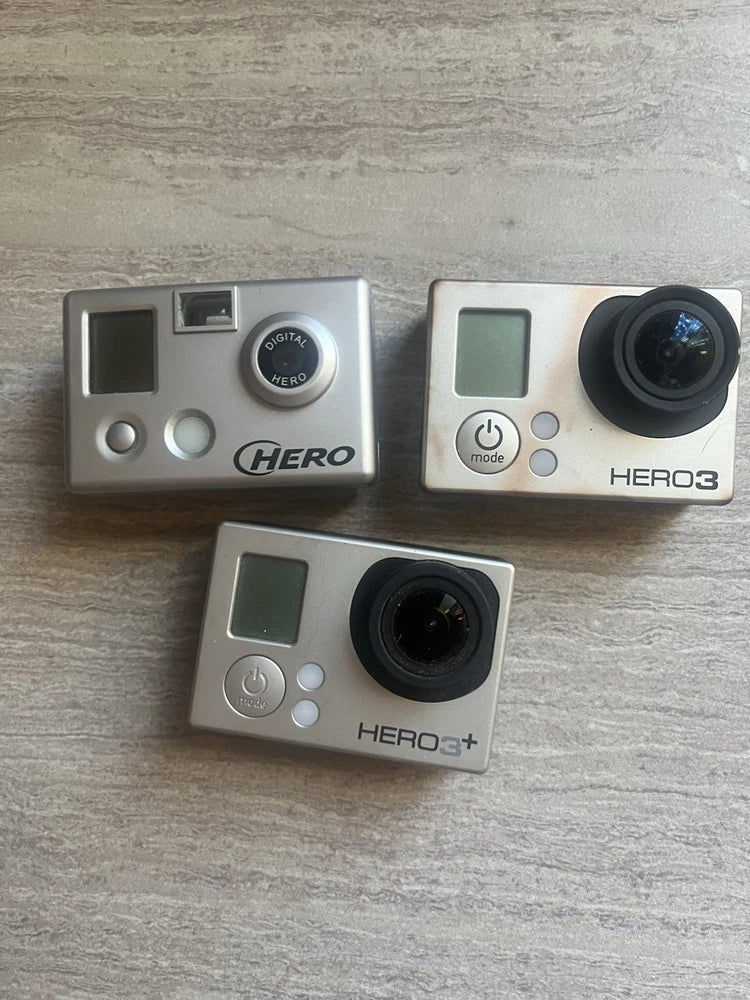Lot Of 3 GoPro Hero And Hero 3 Action Cameras Untested Silver