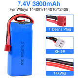 Wltoys 144001 2S 7.4V 3800mAh LiPo Battery for 124019 1/14 1/10 RC Car Battery