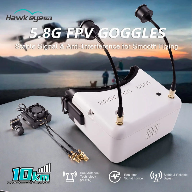 Hawkeye 5.8GHz FPV Goggles 5CH Band 10KM Transmission 155¡ãLens for FPV Drone