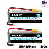 HRB 6S Lipo Battery 6000mAh 50C 22.2V XT90 for RC Car Helicopter Electrics Plane Battery