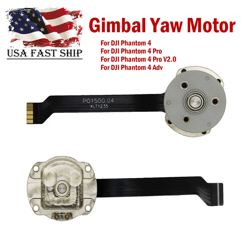 Gimbal yaw motor with round metal housing and attached flat flex cable