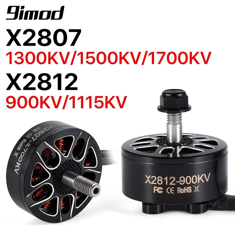 Brushless RC drone motors (X2812-900KV and X2807), black 4mm shaft, pair