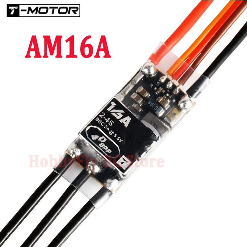 T-MOTOR AM16A F3P FPV electronic speed controller with soldered red and black wires
