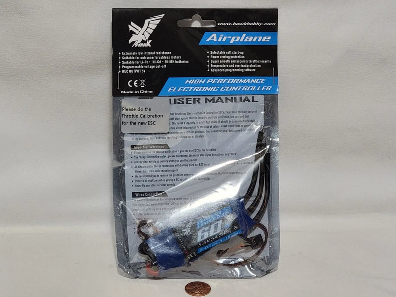 Electronic brushless RC airplane controller in retail blister package with blue parts