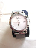 Skagen men's stainless wristwatch with white dial, silver bracelet, date window, round case
