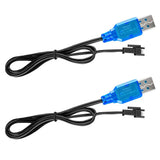 USB to SM-2P lipo charger cable with blue USB connector and black leads