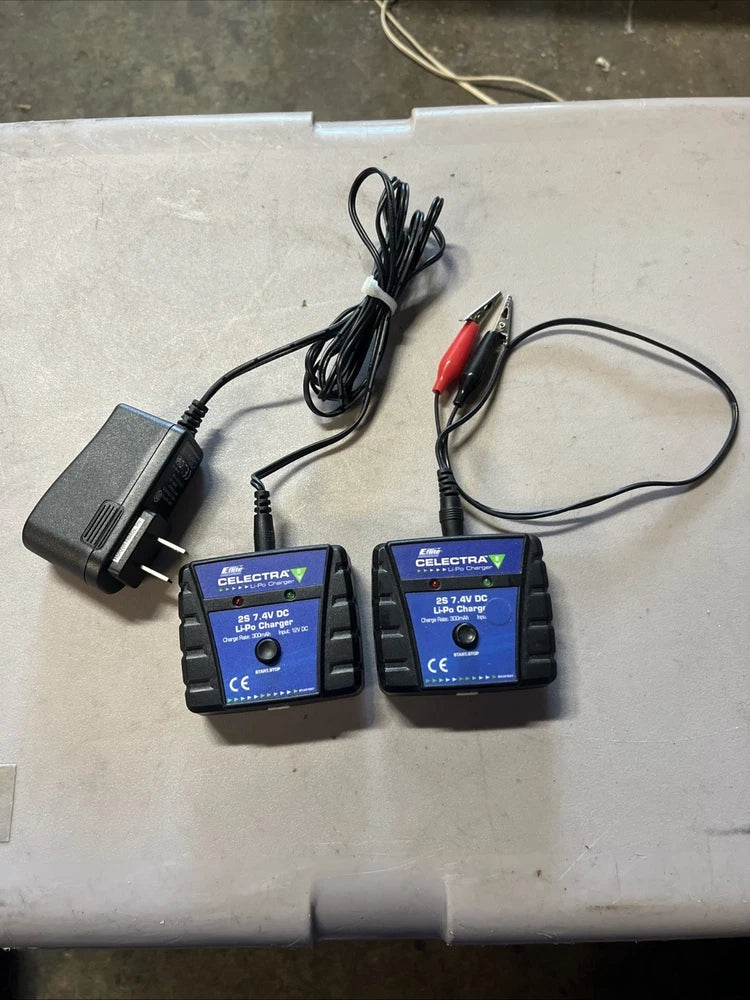 Lot Of 2 E-Flite Celectra 2S 7.4V DC Li-Po Charger EFLUC1007