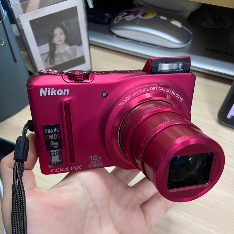 Nikon COOLPIX S9100 Digital Camera 12.1 MP 18x Optical Zoom Built-in Flash - Red