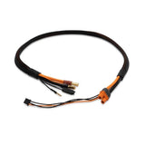 2S battery charge cable with IC3 and 5mm bullet connectors, black cable with orange plugs