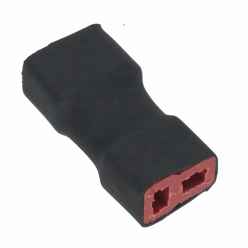 Deans T-plug female-to-female adapter with dual red sockets, no-wires connector