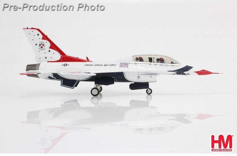 1:72 F-16D Thunderbirds model plane, red and white with black tail, side view