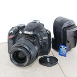 Nikon D3200 24MP DSLR Camera W 18-55mm Lens Bundle *GOOD/TESTED* SHUTTER 3,738