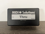 MIDI Solutions Thru box with 1 input and 2 thru outputs, front label visible