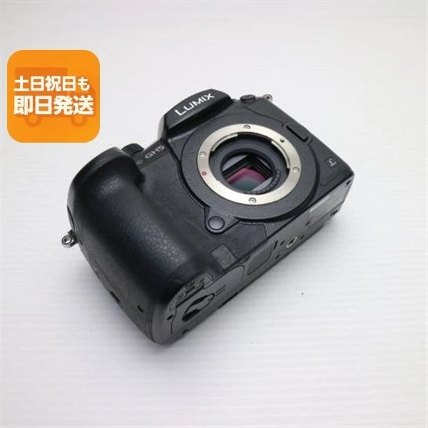Black Panasonic Lumix GH5 mirrorless camera body with lens mount opening