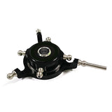 Metal RC helicopter swashplate with black housing and silver ball links