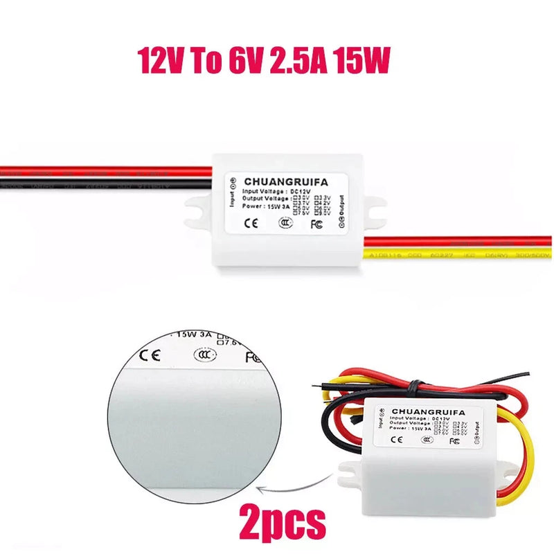 2pcs 12V To 6V 2.5A 15W DC Step Down Converter DC Power Supply Module Waterproof