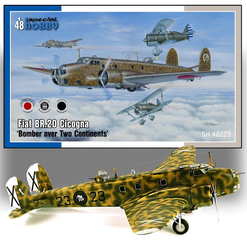 Yellow-green WWII bomber airplane model kit with detailed cockpit and propeller