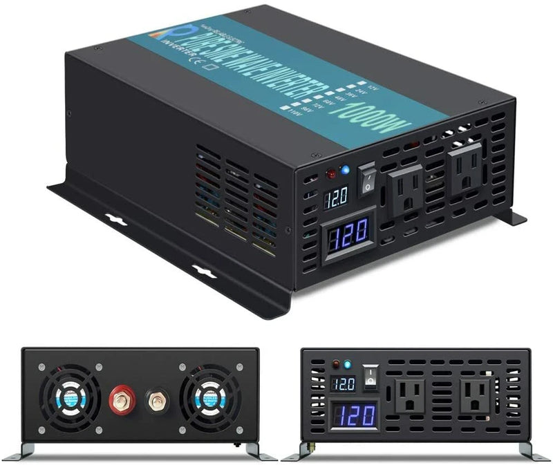 1000W Pure Sine Wave Inverter 24VDC to 120AC  Solar System Camp Car/RV Home