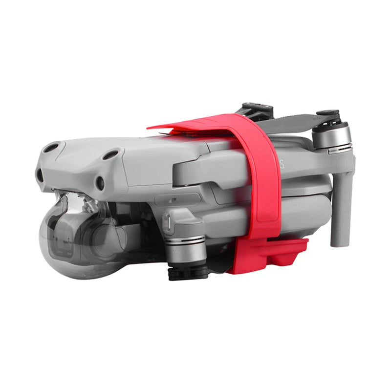 Gray drone propeller holder assembly with red mounting ring and two silver arms