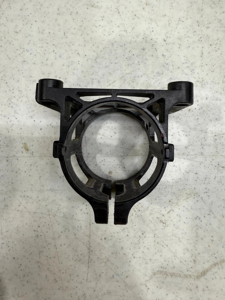 Black drone motor mounting bracket with circular ring and side clamp arms