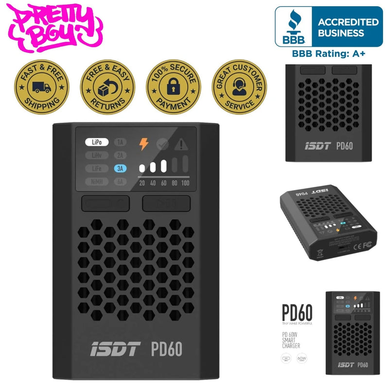PD60S XT60 Connector 60W Battery Charger - Type-C for 1-4S LiPo Batteries Battery