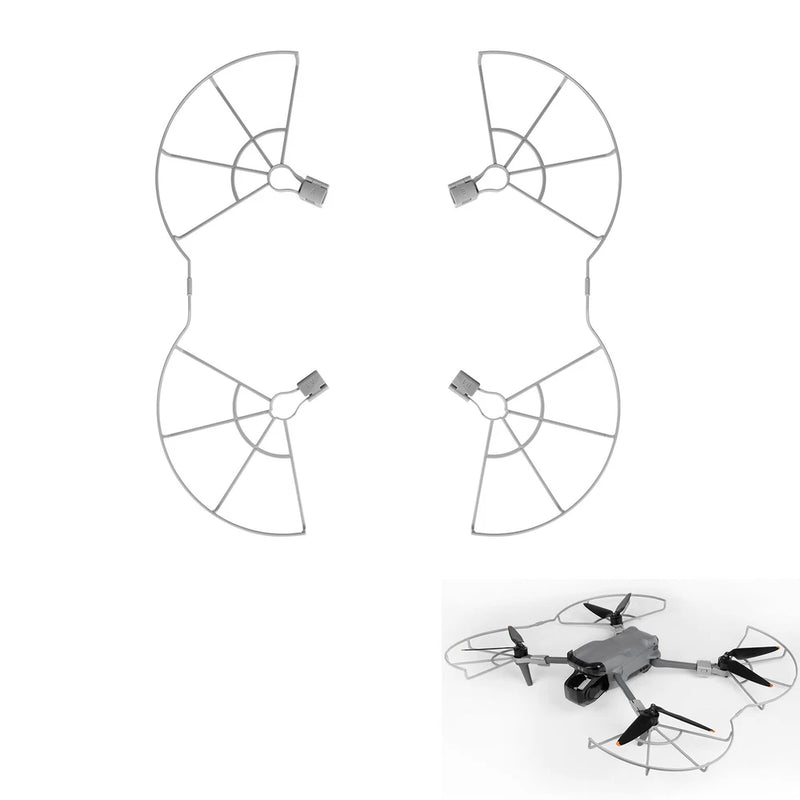 Propeller guard protector kit with four circular guards and mount clips, light gray